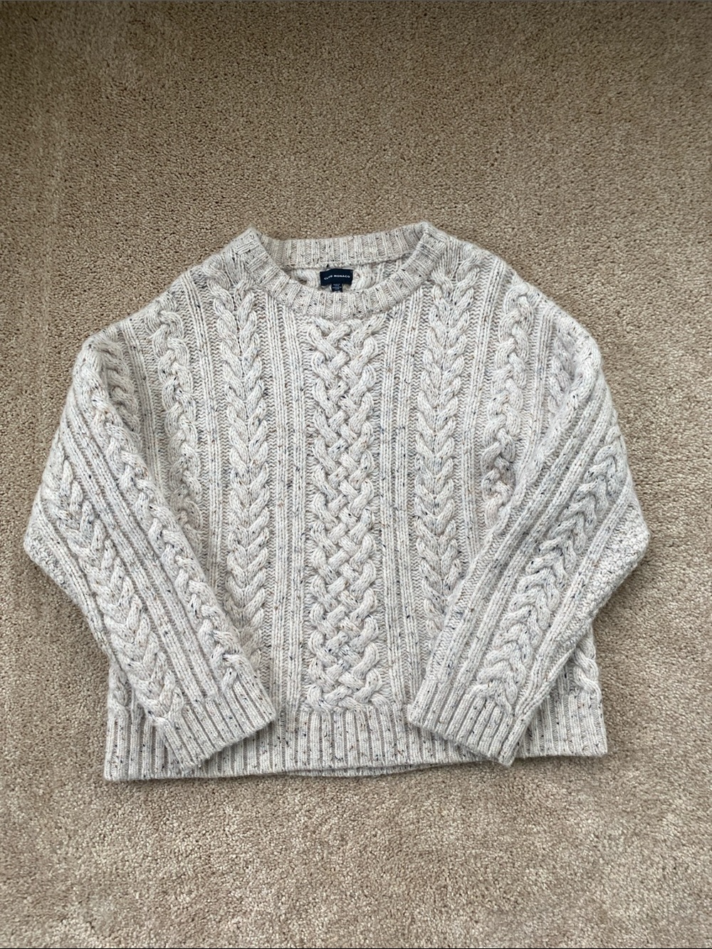 Club Monaco Cream Cable Knit Crewneck Sweater